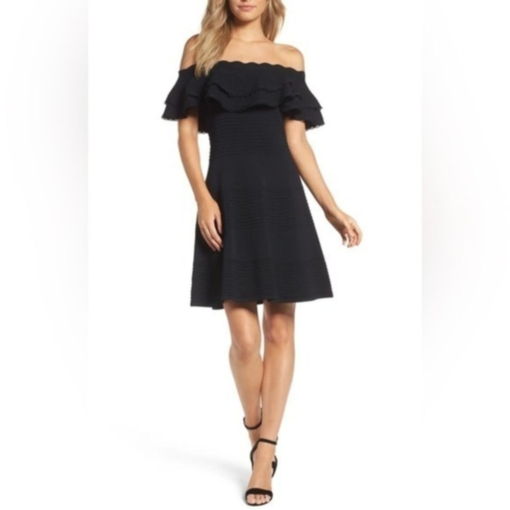 Eliza J Black‎ Off the Shoulder Fit & Flare Dress Size XL NWT